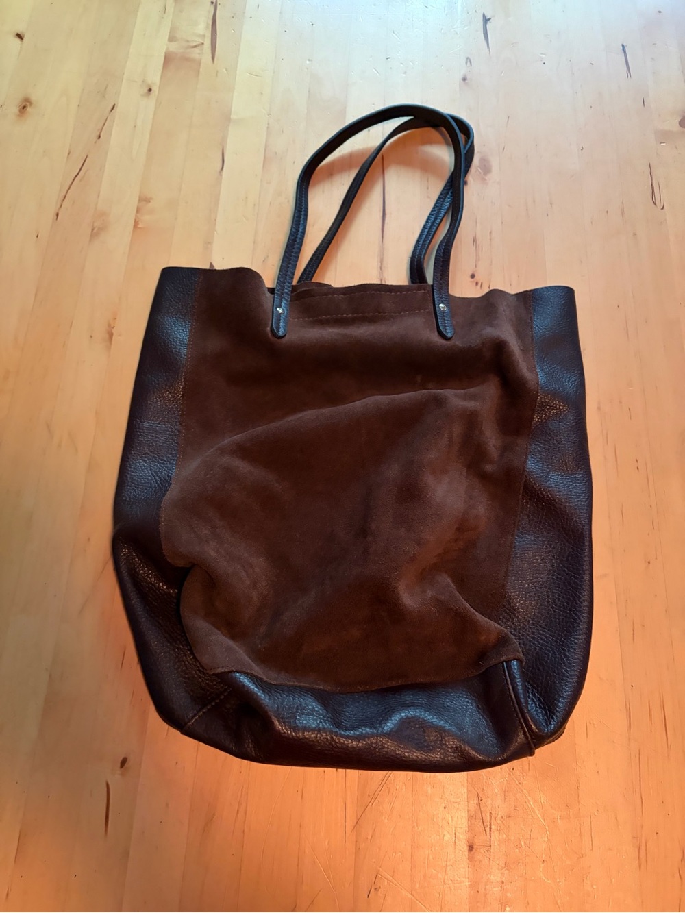 Brown Leather & Suede Tote Bag
